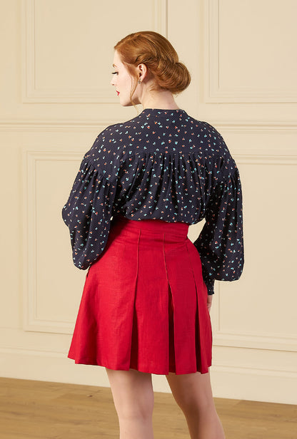 1930s Pleated Shorts - Red Natural Fibre