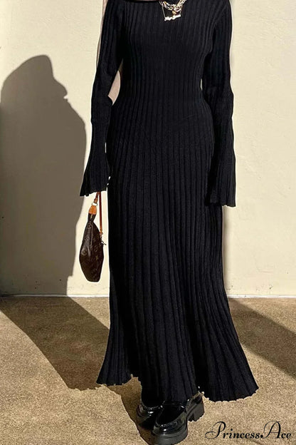 Ribbed Knit Tie Waist Dress