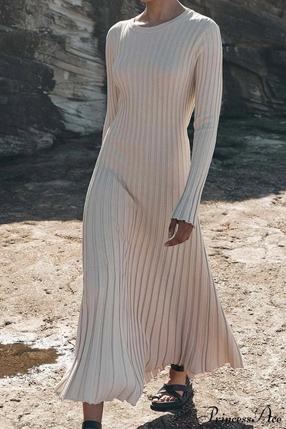 Ribbed Knit Tie Waist Dress
