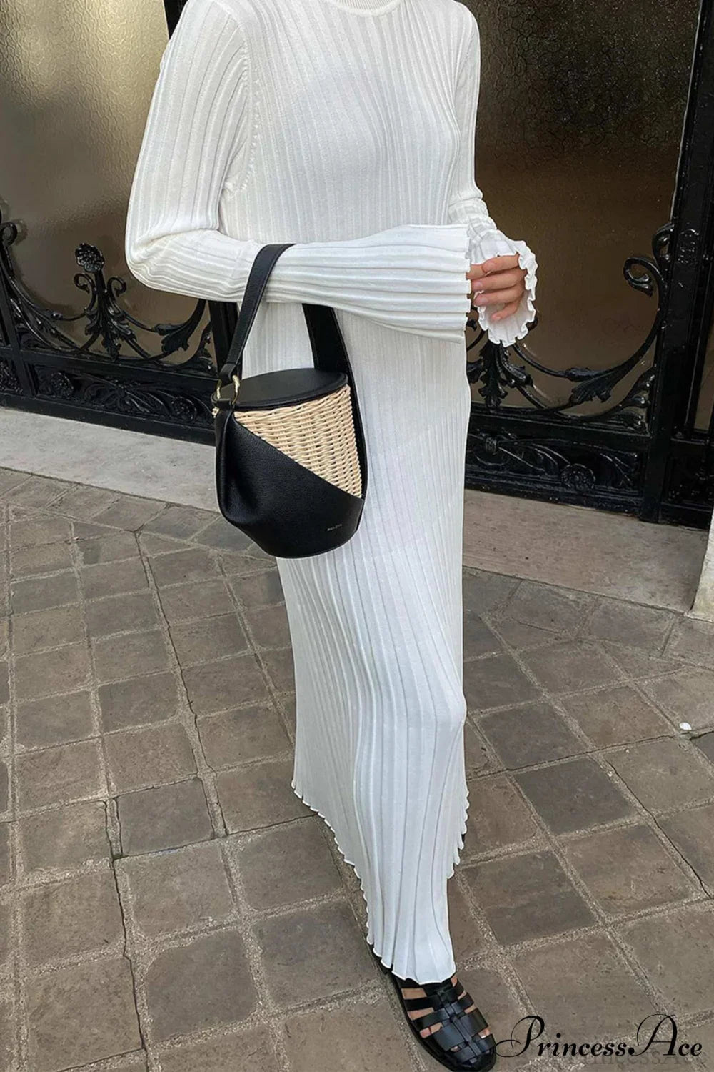 Ribbed Knit Tie Waist Dress