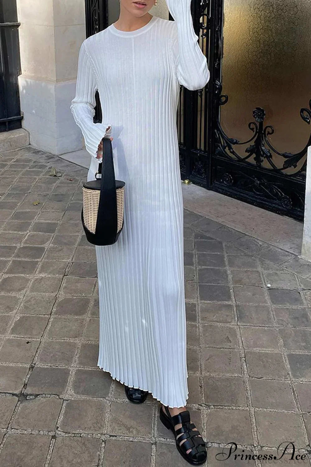 Ribbed Knit Tie Waist Dress