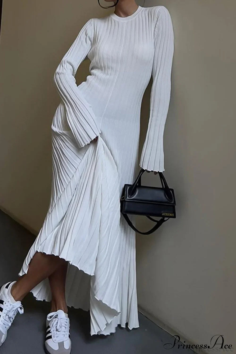 Ribbed Knit Tie Waist Dress