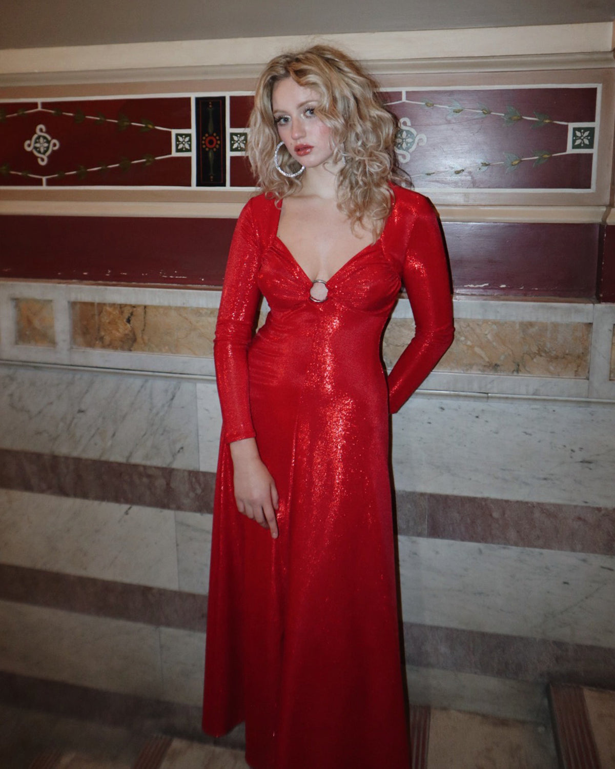 1970s Roslyn Evening Dress - Disco Red