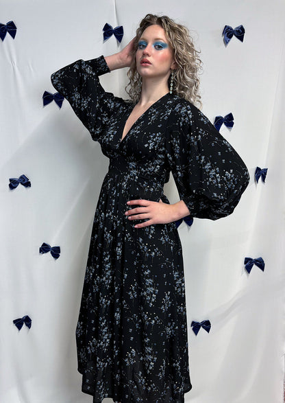 1970s Roxy Boho Midi Dress - Blue Petal