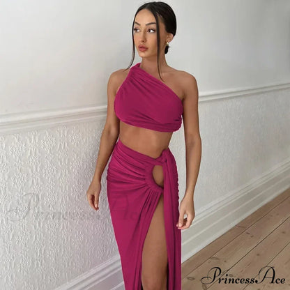 Ruched High Rise Maxi Dress