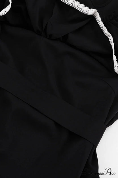 Ruffle Neck Lacework A-line Dress