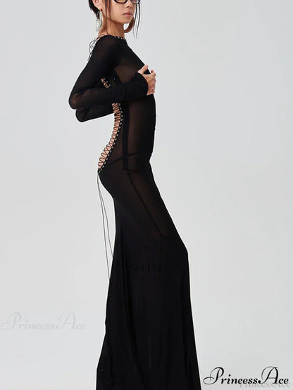 See-Through Bodycon Maxi Dress