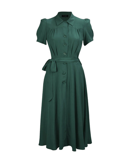 1940s Shirt-Waister Dress - Pine