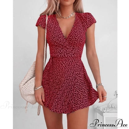 Short Sleeve Sexy V-neck Dresses