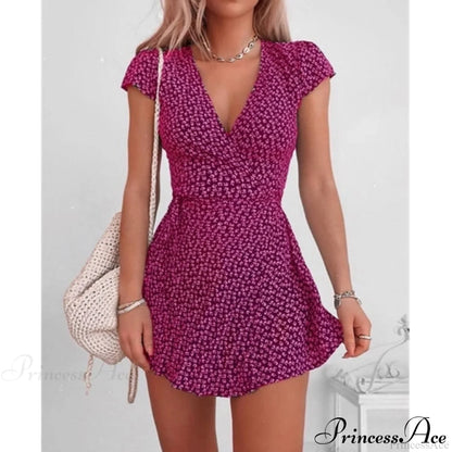 Short Sleeve Sexy V-neck Dresses