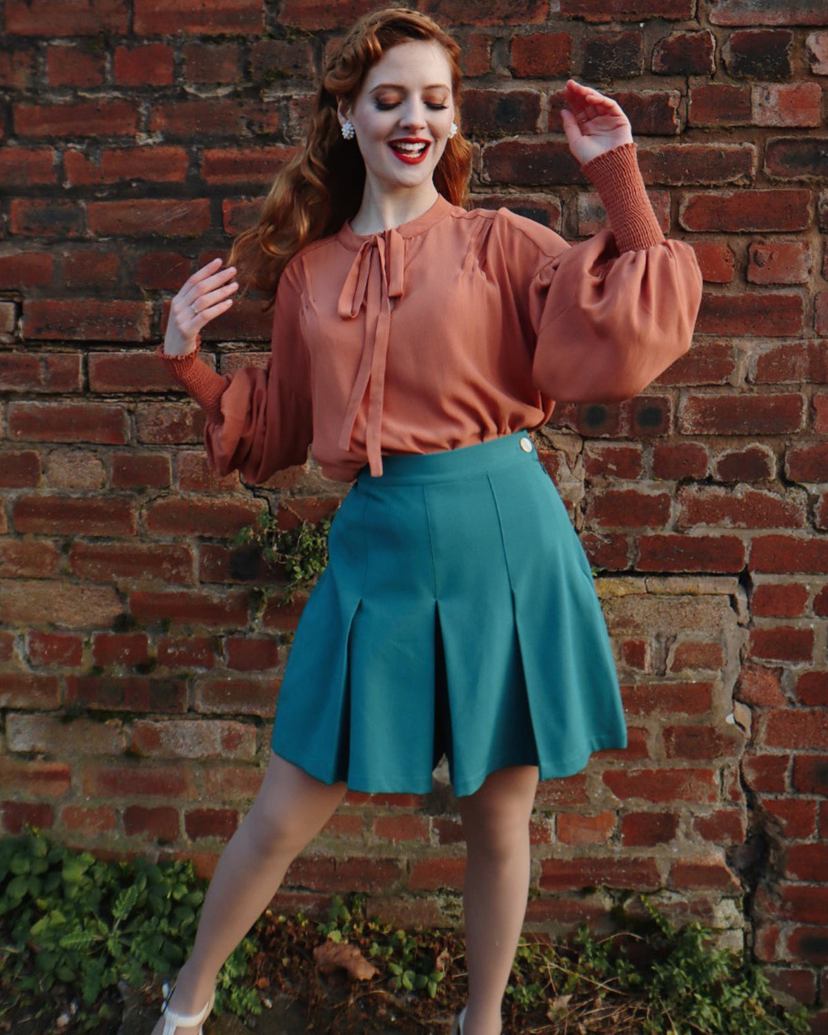 1930s Pleated Shorts - Teal