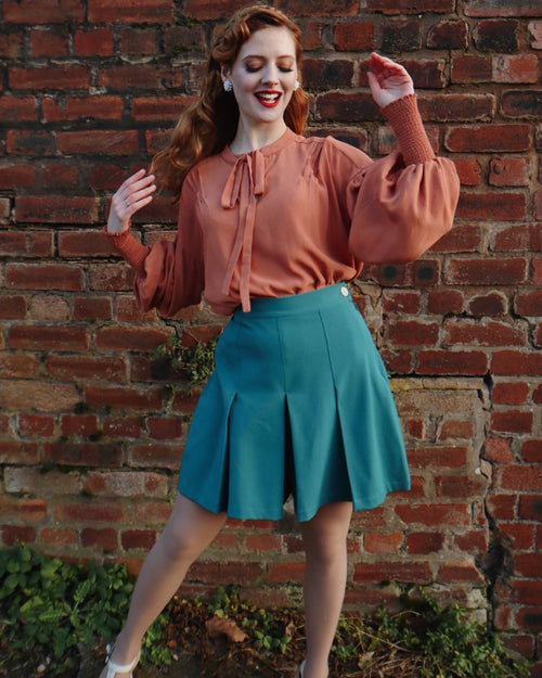 1930s Pleated Shorts - Teal