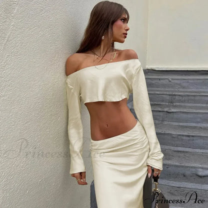 Shoulder Long Sleeve Maxi Dress