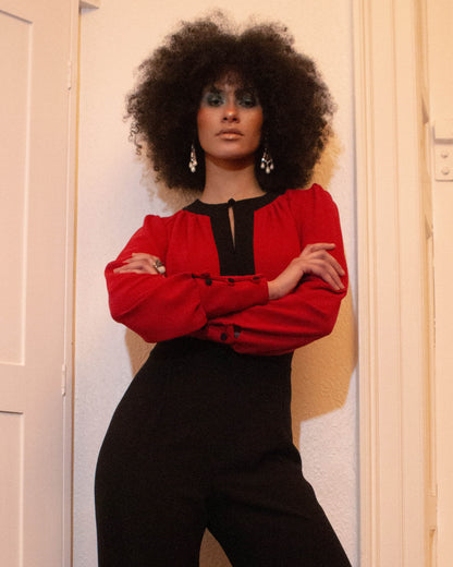 1970s Sydney Jumpsuit - Red & Black