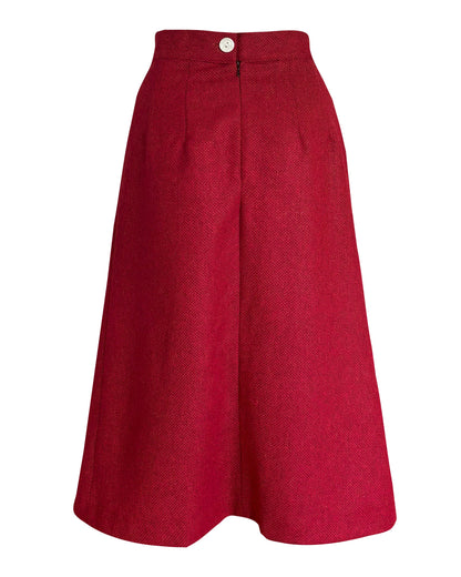 1940s Prim Pleated Skirt - Premium Ruby Wool