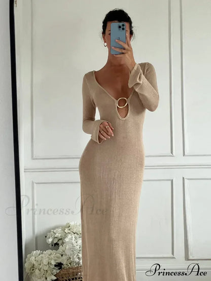 Sleeveless Knitted Tank Maxi Dress