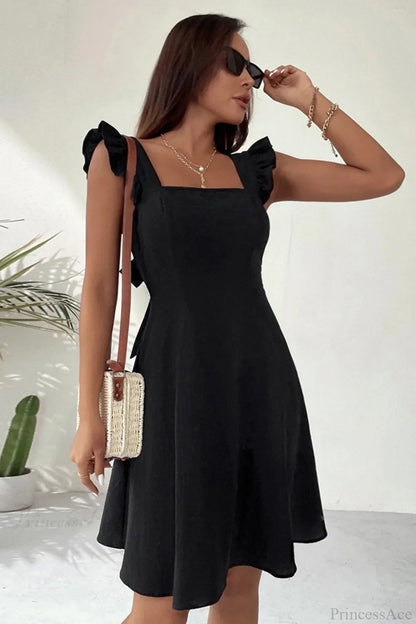 Sleeveless Mini Dress with Ruffle Tie-back