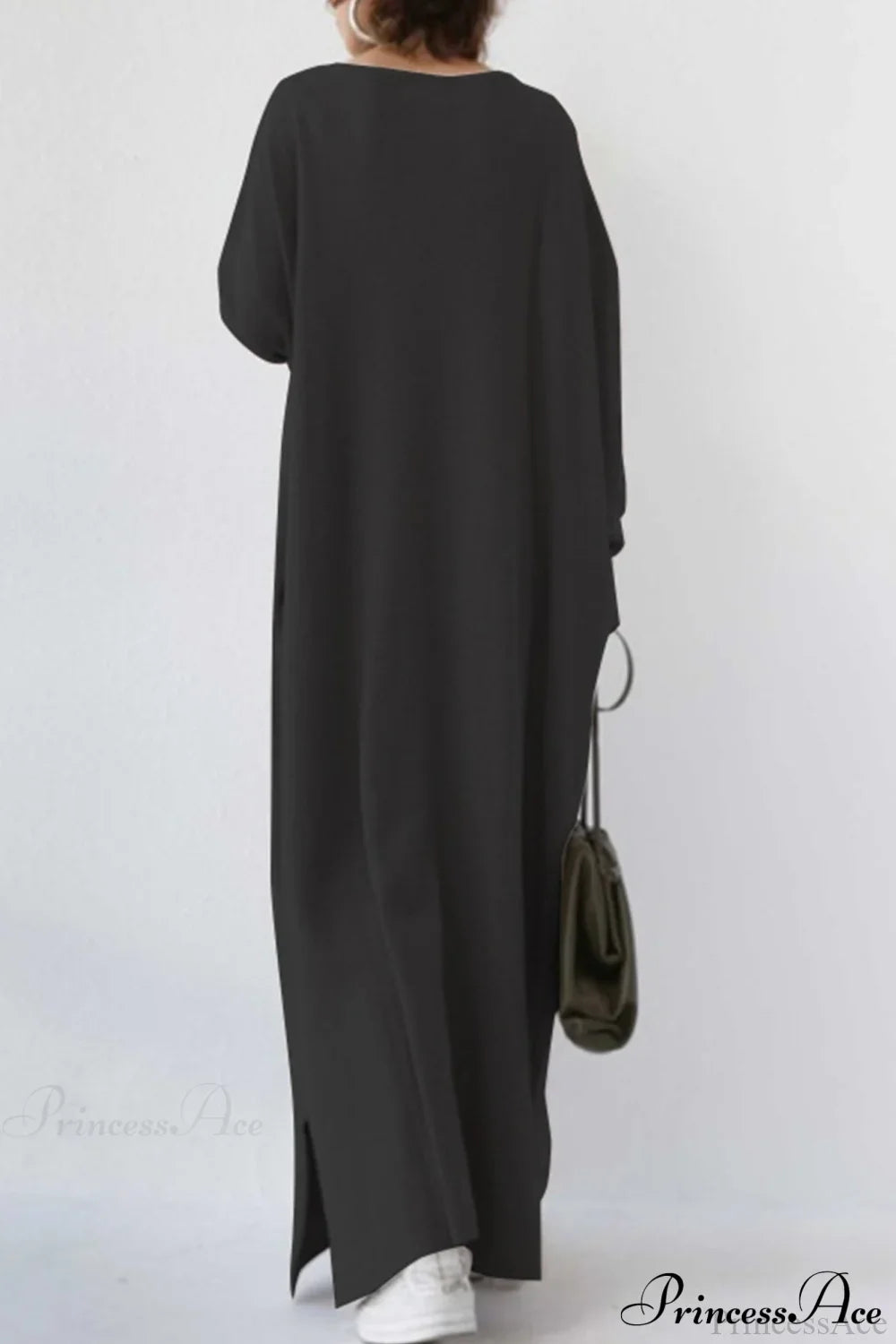 Slit Hem V Neck Sweatshirt Dress