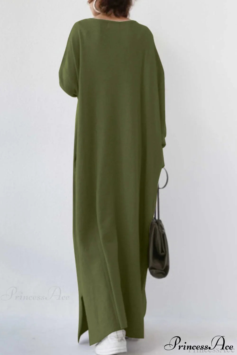 Slit Hem V Neck Sweatshirt Dress
