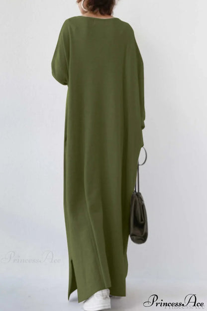 Slit Hem V Neck Sweatshirt Dress