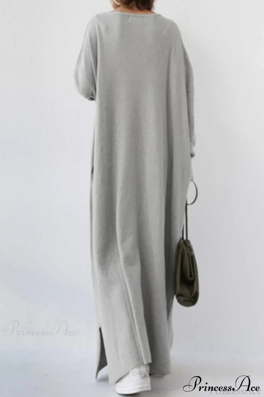 Slit Hem V Neck Sweatshirt Dress