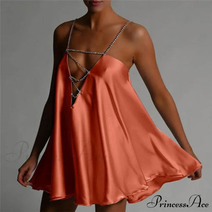 Solid Hollow V-neck A-line Mini Flared Dress