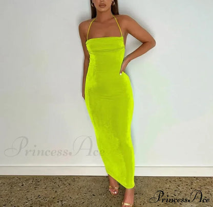 Spaghetti Strap Backless Bandage Maxi Dress