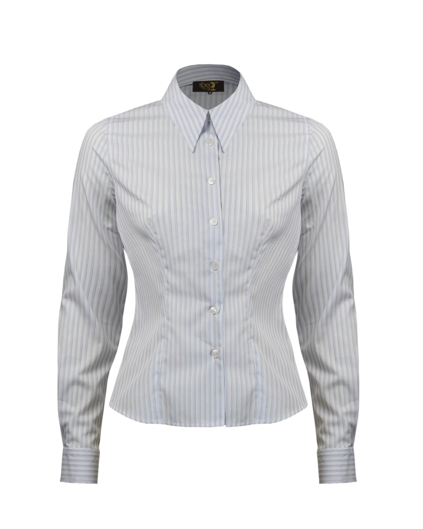 Spearpoint Collar Shirt - Blue Ticking