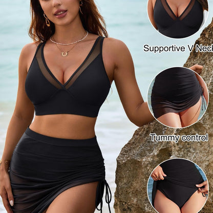 üëôSwim Skirt High Waisted Bikini Sets Tummy Control Swimsuits