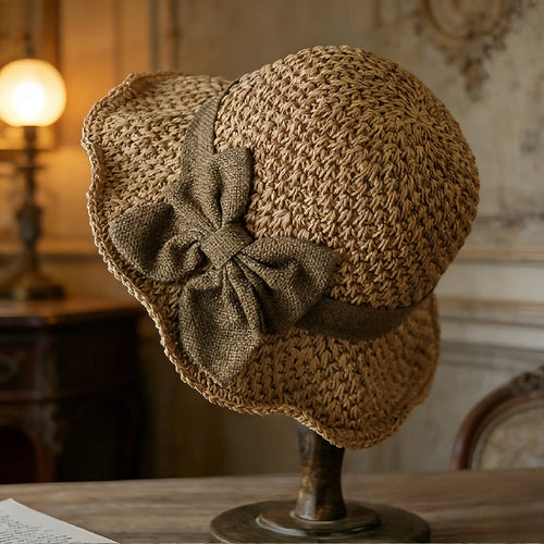 üåûElegant Woven Straw Sun Hat with Bow