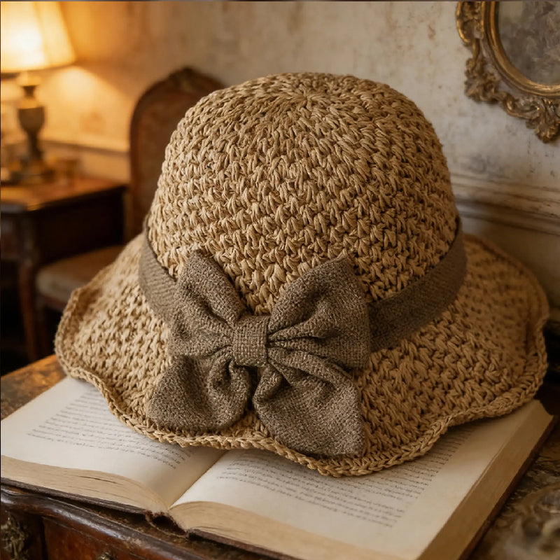 üåûElegant Woven Straw Sun Hat with Bow
