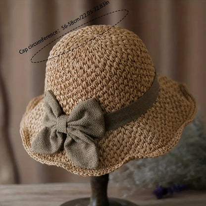 üåûElegant Woven Straw Sun Hat with Bow