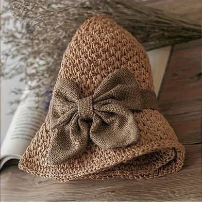 üåûElegant Woven Straw Sun Hat with Bow