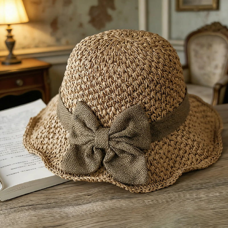üåûElegant Woven Straw Sun Hat with Bow