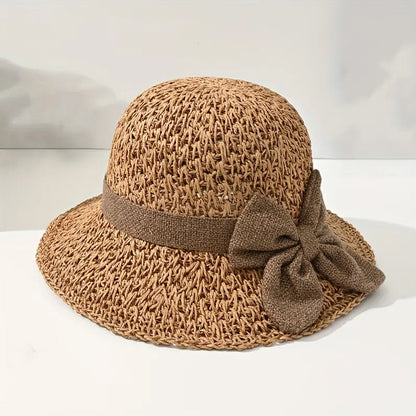 üåûElegant Woven Straw Sun Hat with Bow