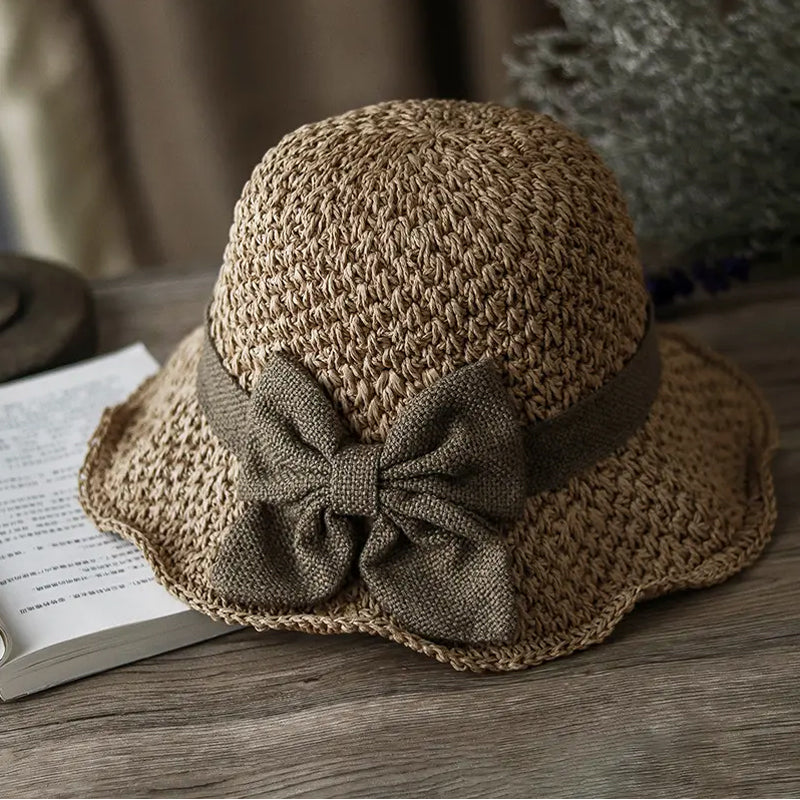üåûElegant Woven Straw Sun Hat with Bow
