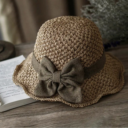 üåûElegant Woven Straw Sun Hat with Bow