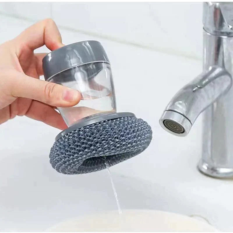 Kitchen Soap Press Dispensing Palm Brush ‚Äì Built-In Soap Dispenser & Ergonomic Grip üßº