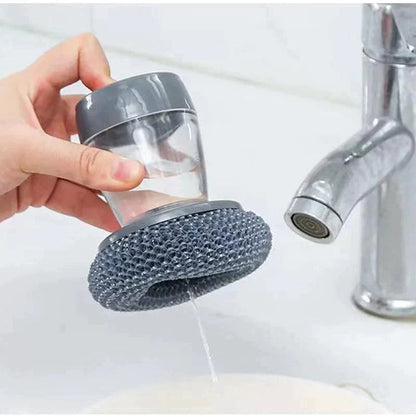 Kitchen Soap Press Dispensing Palm Brush ‚Äì Built-In Soap Dispenser & Ergonomic Grip üßº
