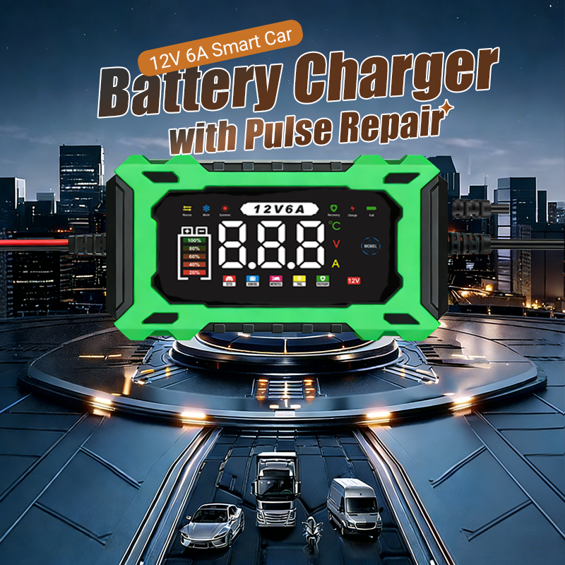 üîã 12V 6A Smart Car Battery Charger ‚Äì Pulse Repair Technology, Auto Maintain & Desulfation üöó‚ö°