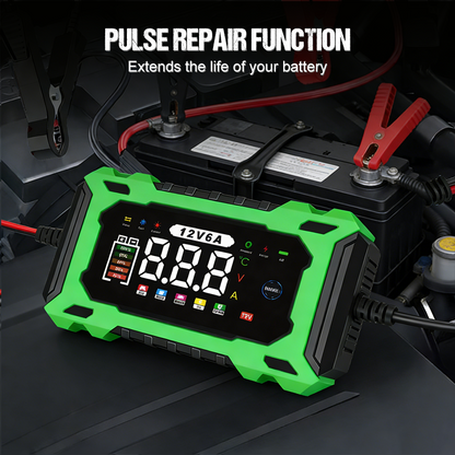 üîã 12V 6A Smart Car Battery Charger ‚Äì Pulse Repair Technology, Auto Maintain & Desulfation üöó‚ö°