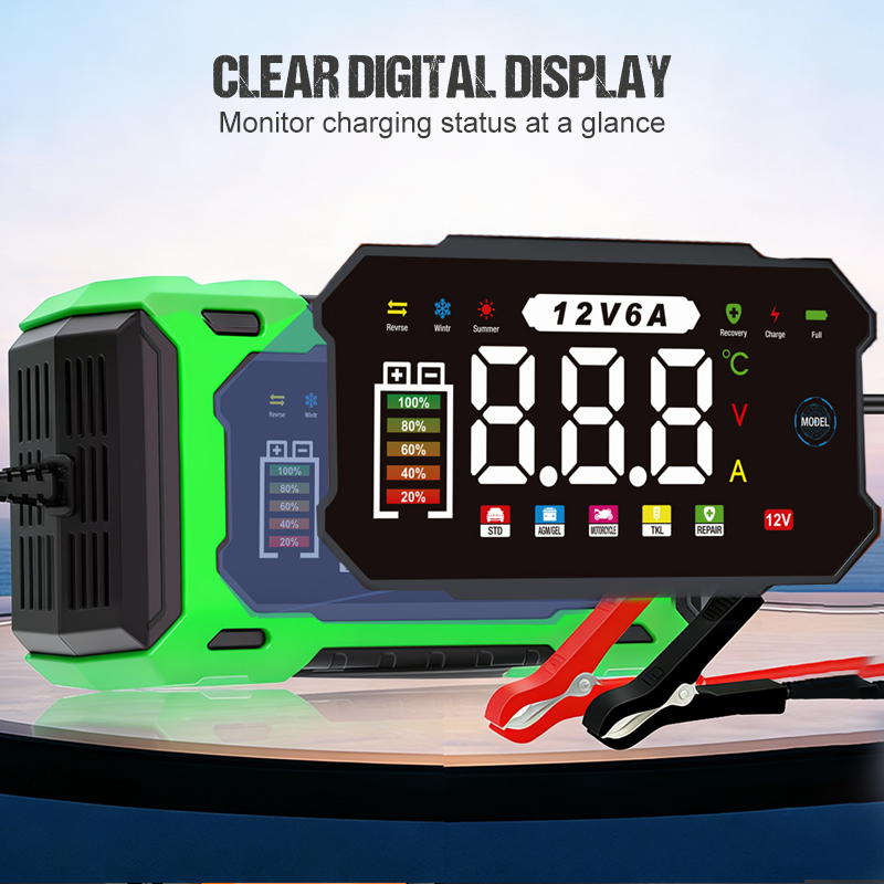 üîã 12V 6A Smart Car Battery Charger ‚Äì Pulse Repair Technology, Auto Maintain & Desulfation üöó‚ö°