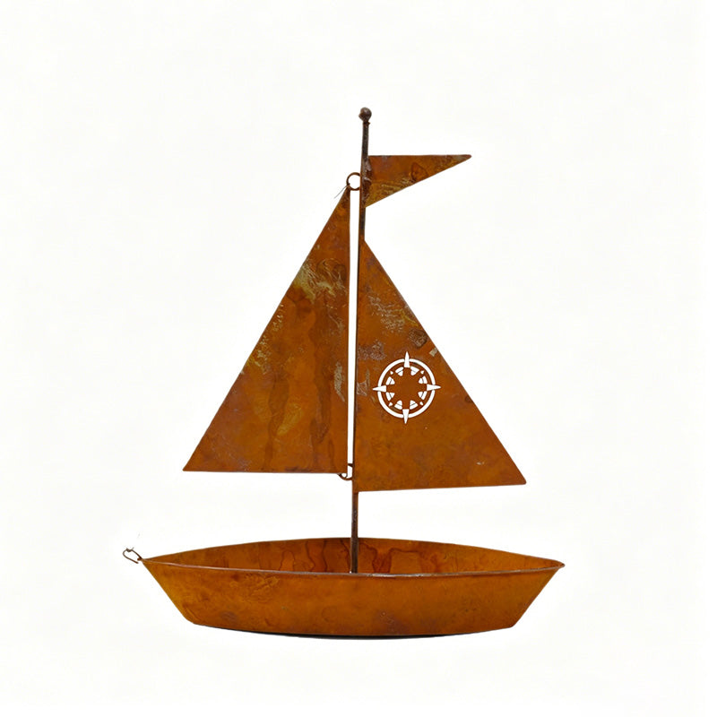 üå± Rustic Sailboat Metal Planter ‚Äì Handcrafted, weather-resistant & perfect for succulents, herbs or flowers ‚Äì charming garden or shelf decor üè°