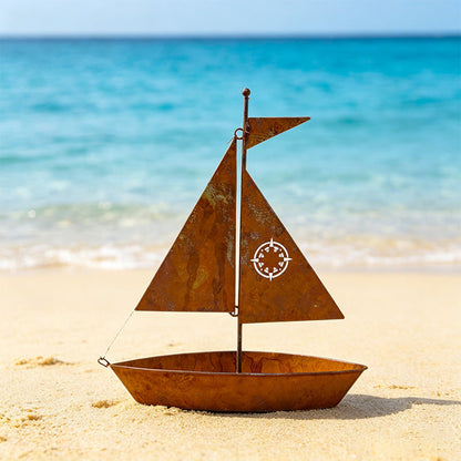 üå± Rustic Sailboat Metal Planter ‚Äì Handcrafted, weather-resistant & perfect for succulents, herbs or flowers ‚Äì charming garden or shelf decor üè°