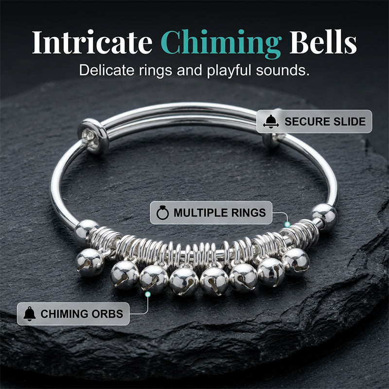 üì¢üì¢‚è∞Adjustable Silver Bell Charm Bangle Bracelet