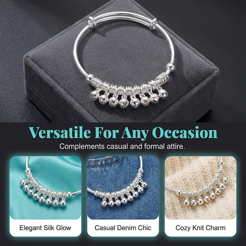 üì¢üì¢‚è∞Adjustable Silver Bell Charm Bangle Bracelet