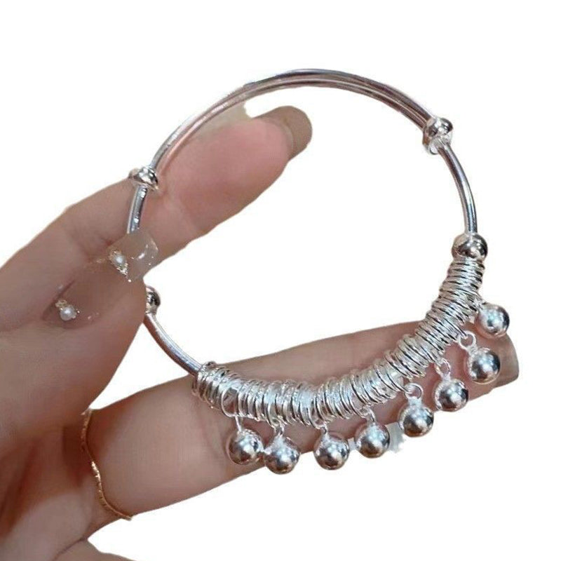 üì¢üì¢‚è∞Adjustable Silver Bell Charm Bangle Bracelet