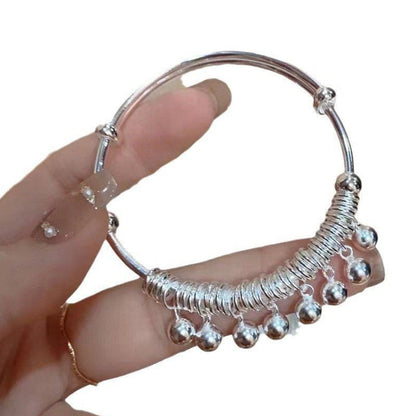 üì¢üì¢‚è∞Adjustable Silver Bell Charm Bangle Bracelet