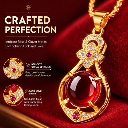 Elegant Four-Leaf Clover Teardrop Necklace