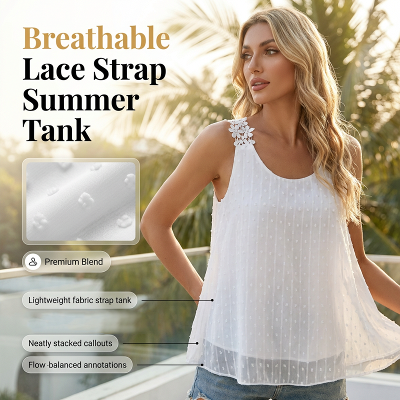 üëó Elegant Dot Lace Strap Tank Top üíï